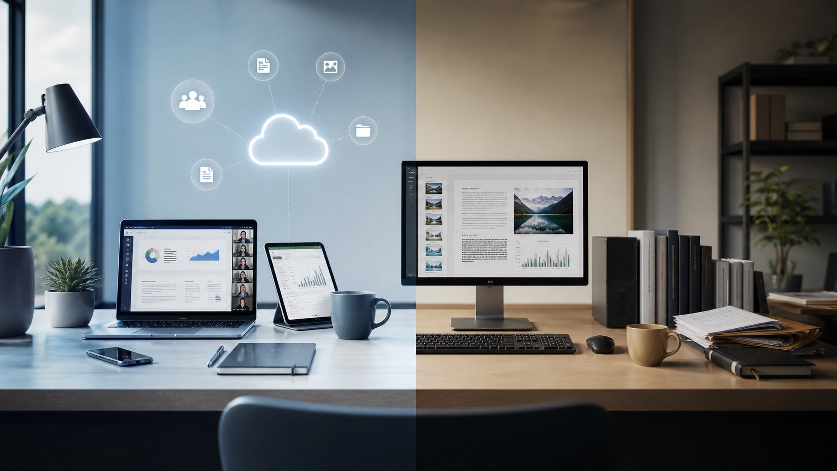 Perbandingan ruang kerja cloud berlangganan dan aplikasi Office beli putus